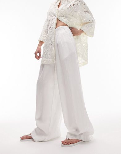 Pantalon plissé ultra ample en lin - Topshop - Modalova