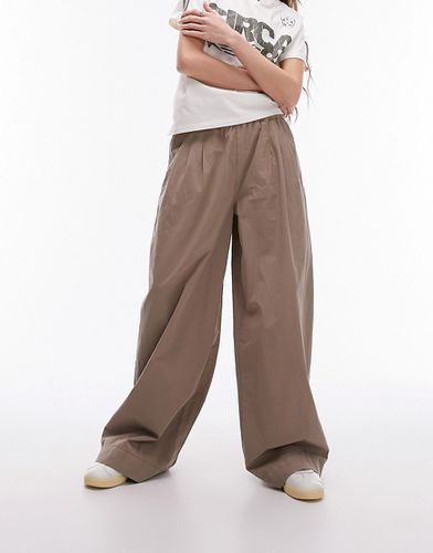Pantalon plissé ultra ample en popeline - Sable - Topshop - Modalova