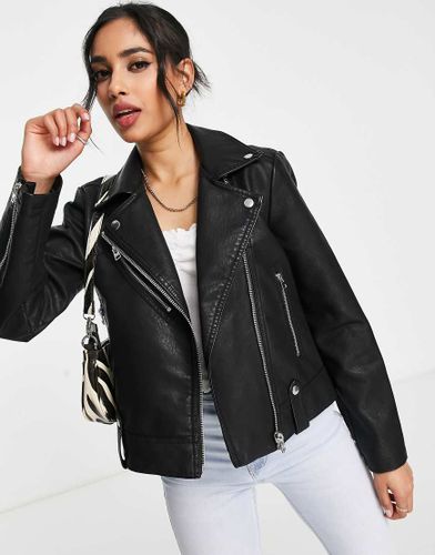 Blouson style motard en imitation cuir - Topshop Petite - Modalova