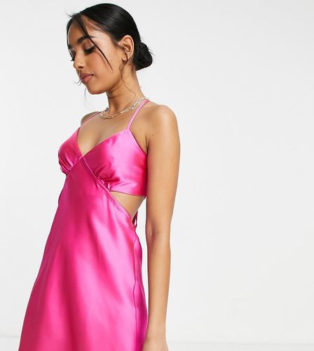 Robe nuisette courte en satin à découpe - vif - Topshop Petite - Modalova