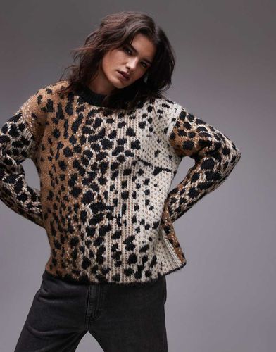 Pull oversize en maille à motif animal - dégradé - Topshop - Modalova