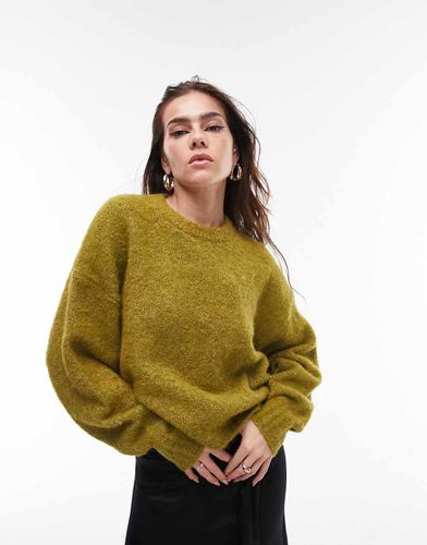 Pull coupe carrée en maille bouclée - foncé - Topshop - Modalova