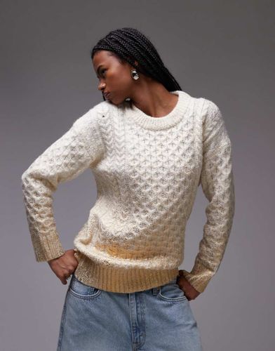 Pull décontracté en maille torsadée métallisée - Topshop - Modalova