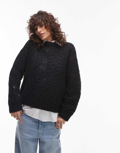 Pull décontracté en maille torsadée - Topshop - Modalova