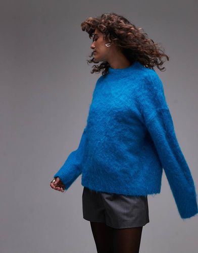 Pull décontracté en maille duveteuse - Turquoise - Topshop - Modalova