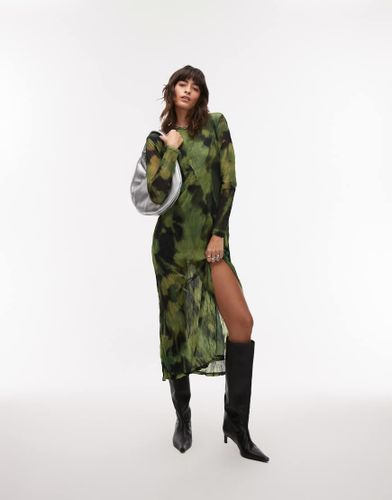 Robe mi-longue à manches longues et imprimé fleuri flou - Topshop - Modalova