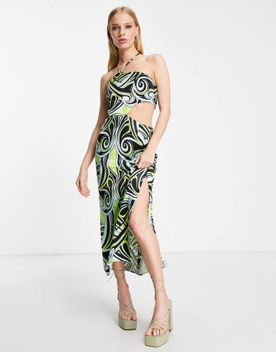 Robe mi-longue dos nu à motif ondoyant - Topshop - Modalova