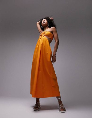 Robe mi-longue en popeline à nouer autour du cou - Orange - Topshop - Modalova