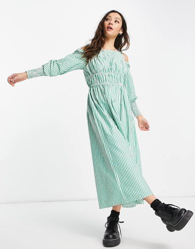 Robe mi-longue en popeline de coton à rayures - Topshop - Modalova