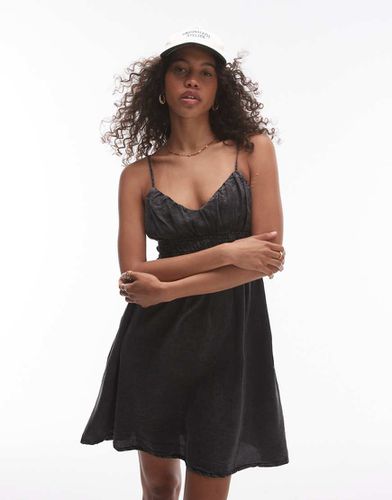 Robe courte froncée - délavé - Topshop - Modalova