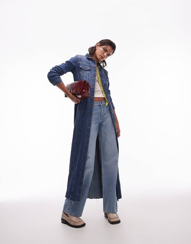 Robe longue en jean avec manches longues et sangle ajustable à la taille - moyen - Topshop - Modalova