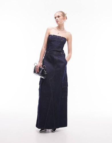 Robe salopette en jean à poches cargo - indigo - Topshop - Modalova