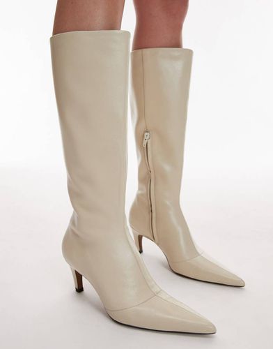 Sutton - Bottes montantes à talon en cuir de qualité supérieure - Babeurre - Topshop - Modalova