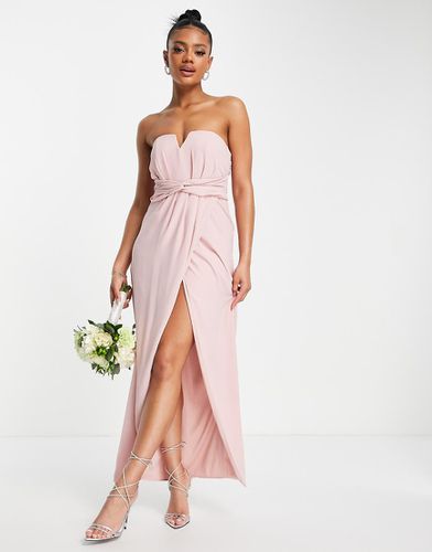 L'invitée - Robe portefeuille longue bandeau avec naud dans le dos - Mauve - Tfnc - Modalova