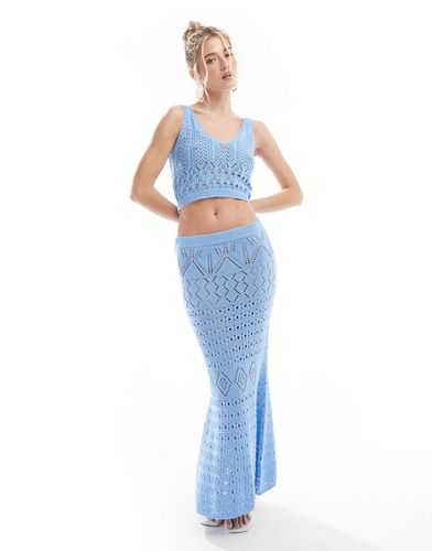 Ensemble crop top et jupe longue en maille au crochet - Threadbare - Modalova