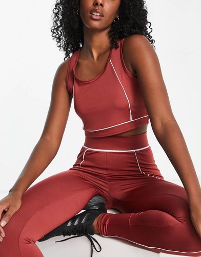Threadbare - Fitness - Crop top d'ensemble de sport à coutures contrastantes - Rouille - Threadbare Plus Fitness - Modalova