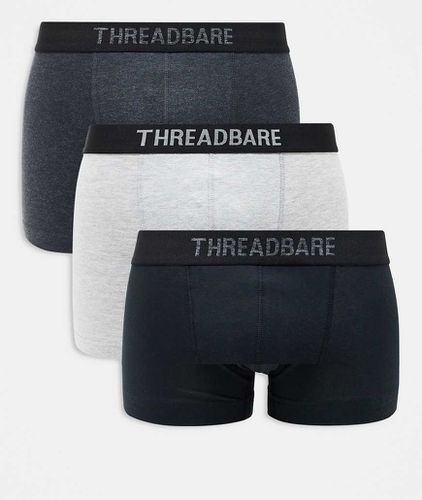 Lot de 3 boxers - Noir, anthracite et gris - Threadbare - Modalova