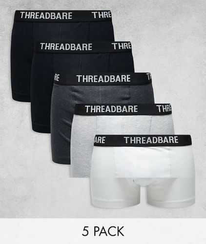 Lot de 5 boxers - Noir, gris et blanc - Threadbare - Modalova