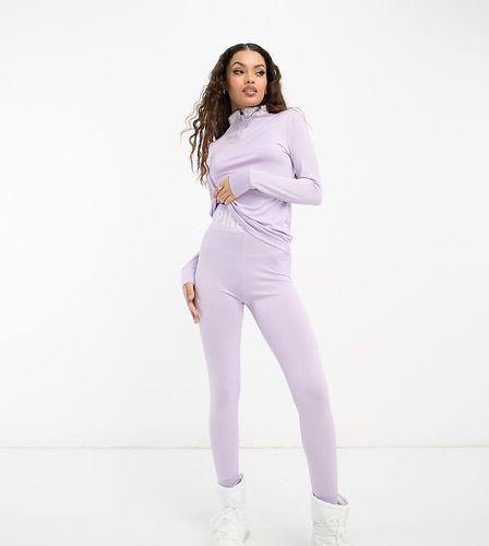 Petite - Ensemble de sous-vêtements de ski avec top à manches longues et legging à taille griffée - Lilas - Threadbare - Modalova