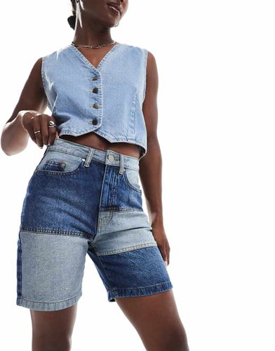 Short en jean style patchwork - Indigo délavé - Threadbare - Modalova