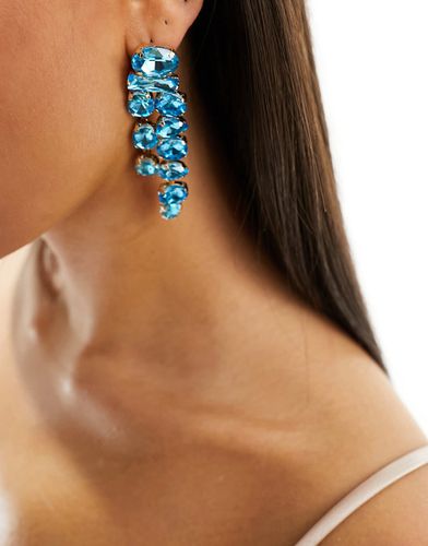 Boucles d'oreilles à pendant feuille sertie de cristaux - Turquoise - True Decadence - Modalova