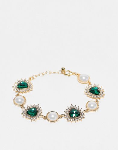 Bracelet orné de perles et de cristaux verts - True Decadence - Modalova