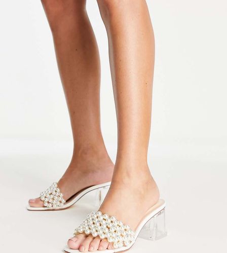 Truffle Collection - Mules pointure large de mariée ornées de perles - Truffle Collection Wide Fit - Modalova