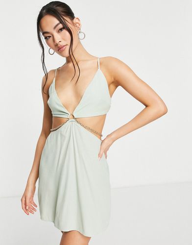 Robe courte à bretelles avec découpes et chaînes - Menthe - Trendyol - Modalova