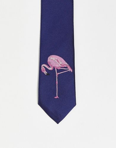 Cravate avec grand flamant rose brodé - Twisted Tailor - Modalova