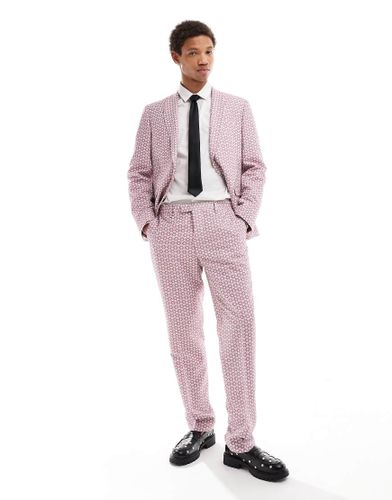 Pantalon slim en jacquard fleuri - Mauve - Twisted Tailor - Modalova