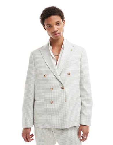 Veste de costume ajustée à double boutonnage et motif pied-de-poule - Vert sauge - Twisted Tailor - Modalova