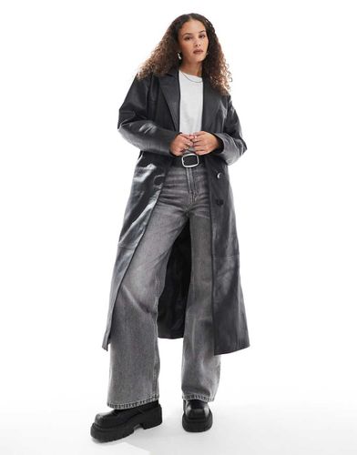 Trench-coat en cuir avec épaules accentuées - Urbancode - Modalova