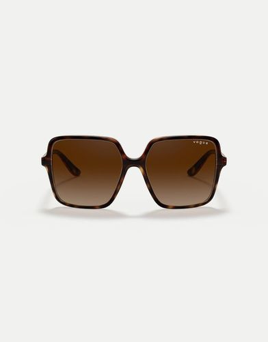 Eyewear - Lunettes de soleil carrées à verres marron - Havane foncé - Vogue - Modalova