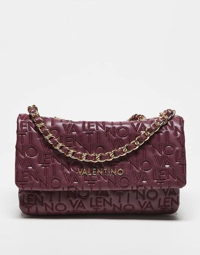 Valentino - Dram - Sac avec bandoulière chaîne et logo brodé - Bordeaux - Valentino Bags - Modalova