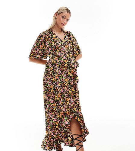 Robe portefeuille longue à imprimé fleuri - Foncé - Vero Moda Maternity - Modalova