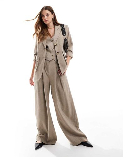 Aware - Pantalon ample à pinces d'ensemble texturé - taupe chiné - Vero Moda - Modalova