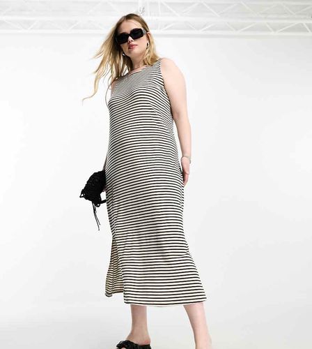 Robe longue sans manches - Rayures noires et blanches - Vero Moda Curve - Modalova