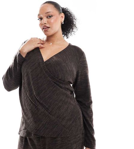 Top d'ensemble cache-caur en jersey - Chocolat - Vero Moda Curve - Modalova