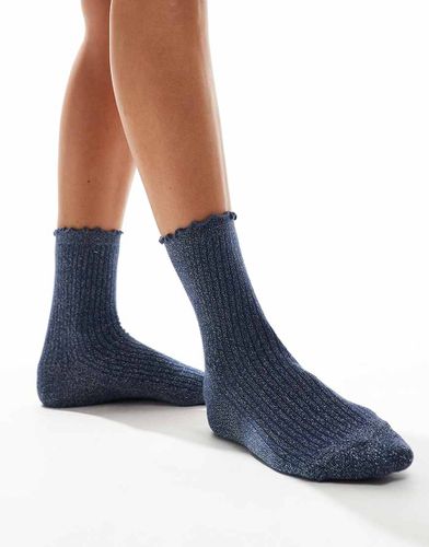 Chaussettes pailletées avec bord à volants - marine - Vero Moda - Modalova