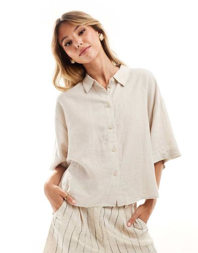 Chemise carrée en lin à manches courtes - Beige - Vero Moda - Modalova