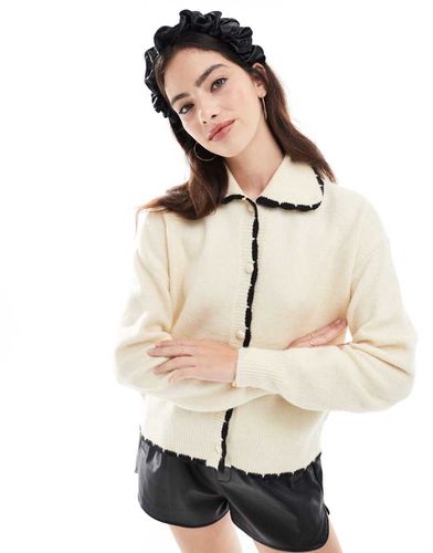 Gilet à bordures contrastantes et col - Crème - Vero Moda - Modalova