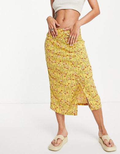 Jupe mi-longue fendue sur le côté - fleuri - Vero Moda - Modalova