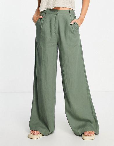 Pantalon large en lin - Kaki - Vero Moda - Modalova