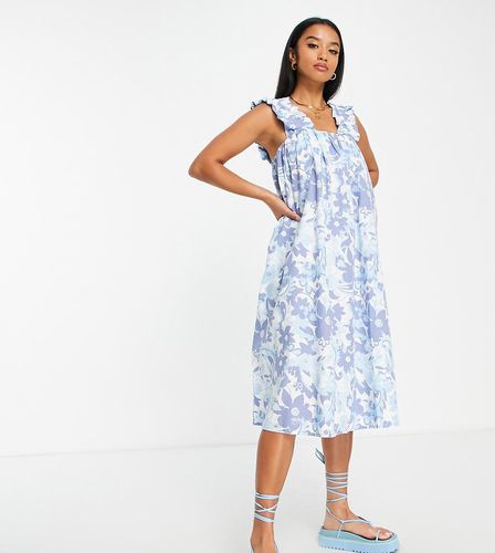 Robe mi-longue à imprimé fleuri et bretelles froncées - Vero Moda Petite - Modalova