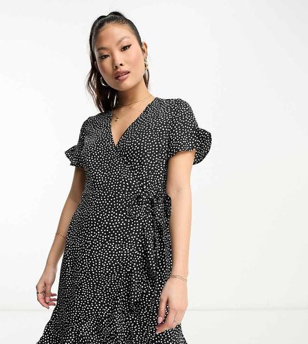 Robe portefeuille courte à pois - Noir - Vero Moda Petite - Modalova