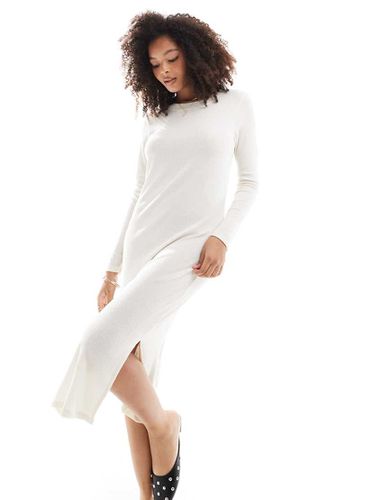 Robe côtelée mi-longue en jersey - Crème - Vero Moda - Modalova