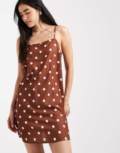 Robe courte aspect lin  enfiler - Imprim  pois - Vero Moda - Modalova