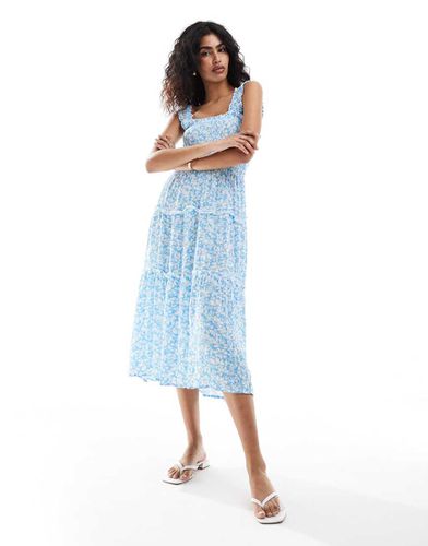 Robe caraco froncée mi-longue à fleurs - clair - Vero Moda - Modalova