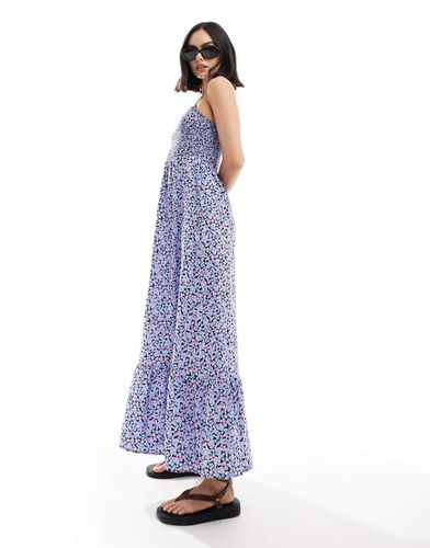 Robe longue à fleurs avec bustier froncé - et blanc - Vero Moda - Modalova