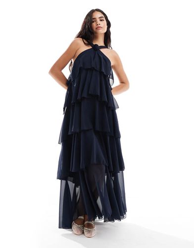 Robe longue dos-nu étagée avec fleur - Vero Moda - Modalova